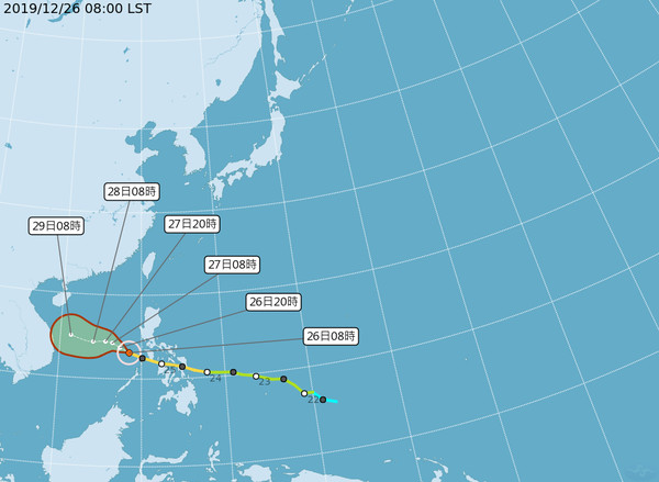 ▲▼中颱巴逢已進入南海，周日、周一受其影響全台有雨。（圖／翻攝自氣象局）