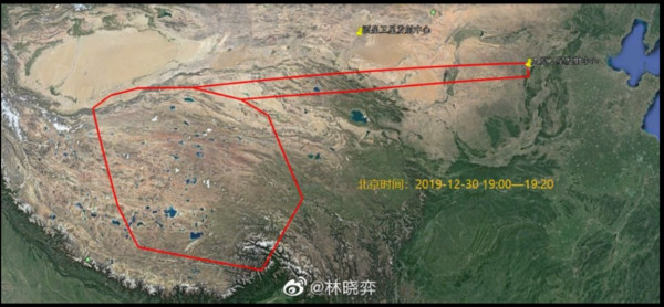 ▲▼大陸在30日晚間封鎖西藏空域20分鐘。（圖／翻攝自微博＠林晓奕）
