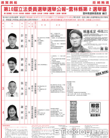 ▲彭新銘現年約30歲是候選人中最年輕，為現任斗南鎮民代表，參選第十屆立法委員於登記當日即發表敗選感言，沒想到在選舉公報上也大方將敗選感言寫上。（圖／記者蔡佩旻翻攝）