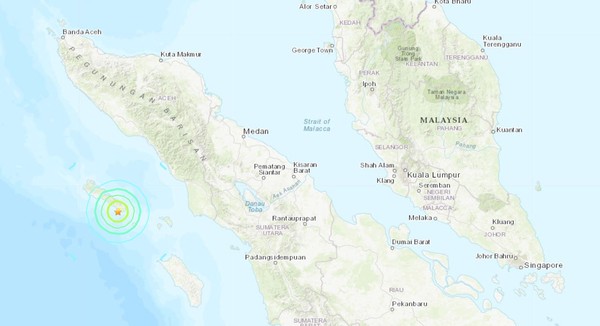 ▲▼印尼亞蘇門答臘島西海岸發生規模6.2地震。（圖／翻攝自USGS）