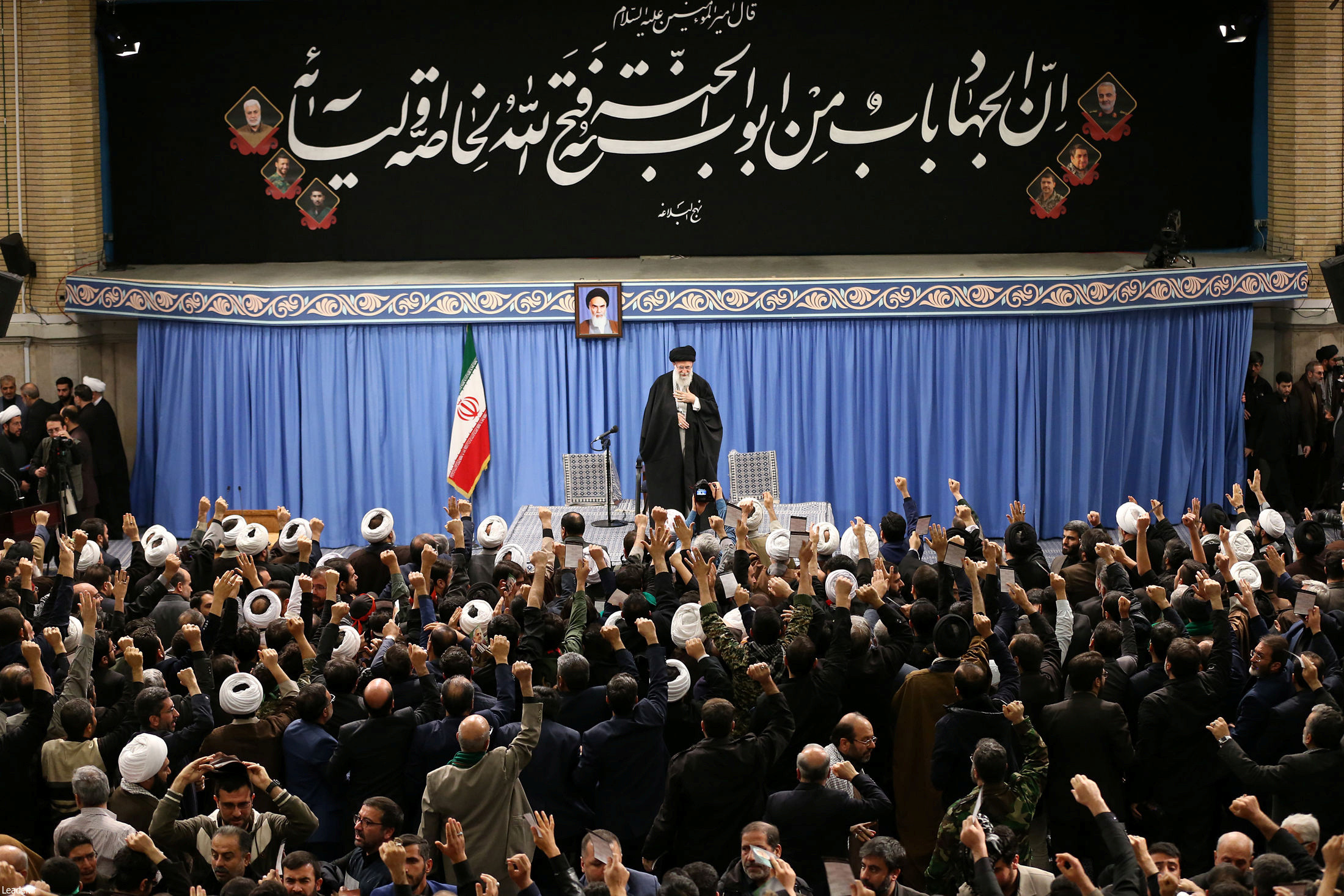 ▲▼伊朗最高領袖哈米尼（Ali Khamenei）在德黑蘭向群眾發表談話。（圖／路透）