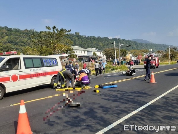 ▲▼嘉義逐鹿社區發生一起車禍，導致機車騎士當場命危。（圖／記者翁勝勳翻攝）