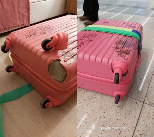 ▲▼       出國一趟，行李箱來回都被摔壞      。（圖／翻攝自爆怨公社）