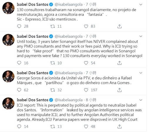 ▲▼伊莎貝爾（Isabel dos Santos）在推特上否認不實傳聞。（圖／翻攝自twitter／@isabelaangola）
