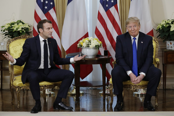 ▲▼美國總統川普（Donald Trump）與法國總統馬克宏（Emmanuel Macron）2019年12月在倫敦會面。（圖／達志影像／美聯社）