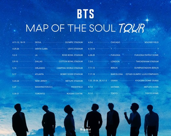 ▲▼防彈少年團（BTS）公開新巡迴《BTS MAP OF THE SOUL TOUR》場次。（圖／翻攝自推特）
