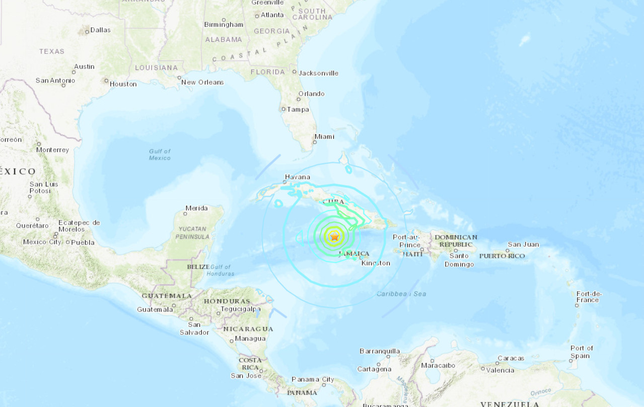 ▲▼牙買加外海爆「規模7.7極淺層地震」　海嘯警報立刻發布。（圖／翻攝至USGS）