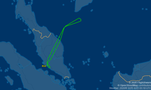 ▲▼ 馬來西亞航空編號MH376班機2日緊急折返吉隆坡國際機場（KLIA） 。（圖／翻攝自FlightAware網站）