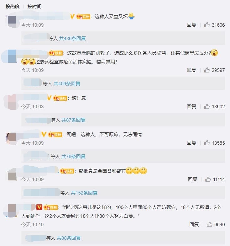 ▲▼ 濰坊新冠患者刻意隱瞞情況致68名醫務人員被隔離。（圖／翻攝自微博）