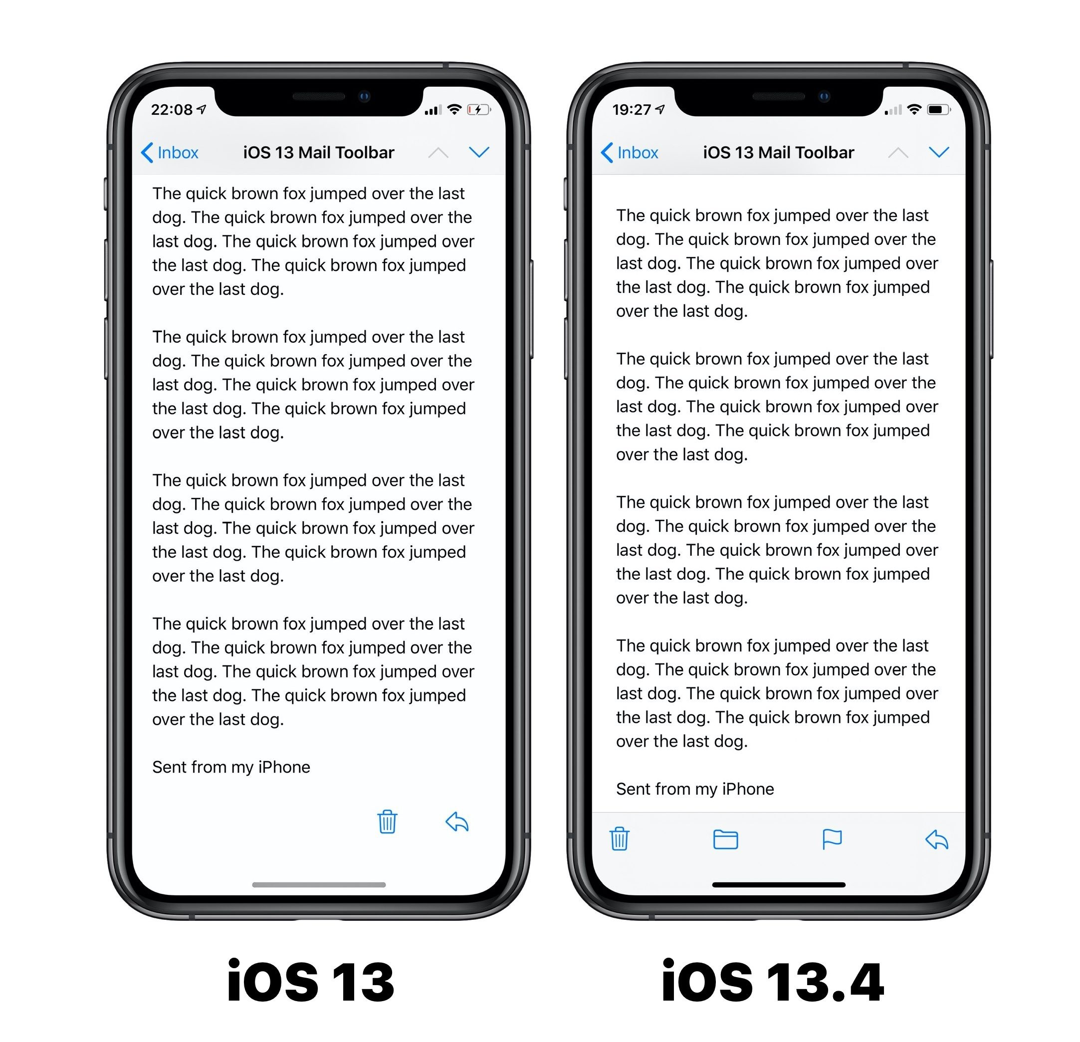 ▲▼iOS 13.4更新將修復自iOS 13發布以來存在的內建郵件App的錯誤設計。（圖／取自9to5Mac）