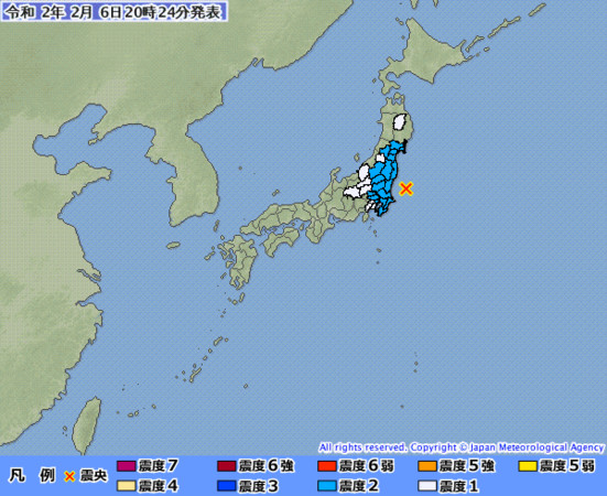 ▲▼2020/02/06日本地震。（圖／日本氣象廳）