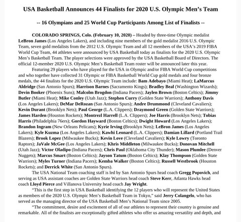 ▲▼美國《ESPN》資深記者史皮爾斯分享了美國男籃初選的44人名單，卻很快刪文。（圖／翻攝自推特／NutsAndBoltsSports）