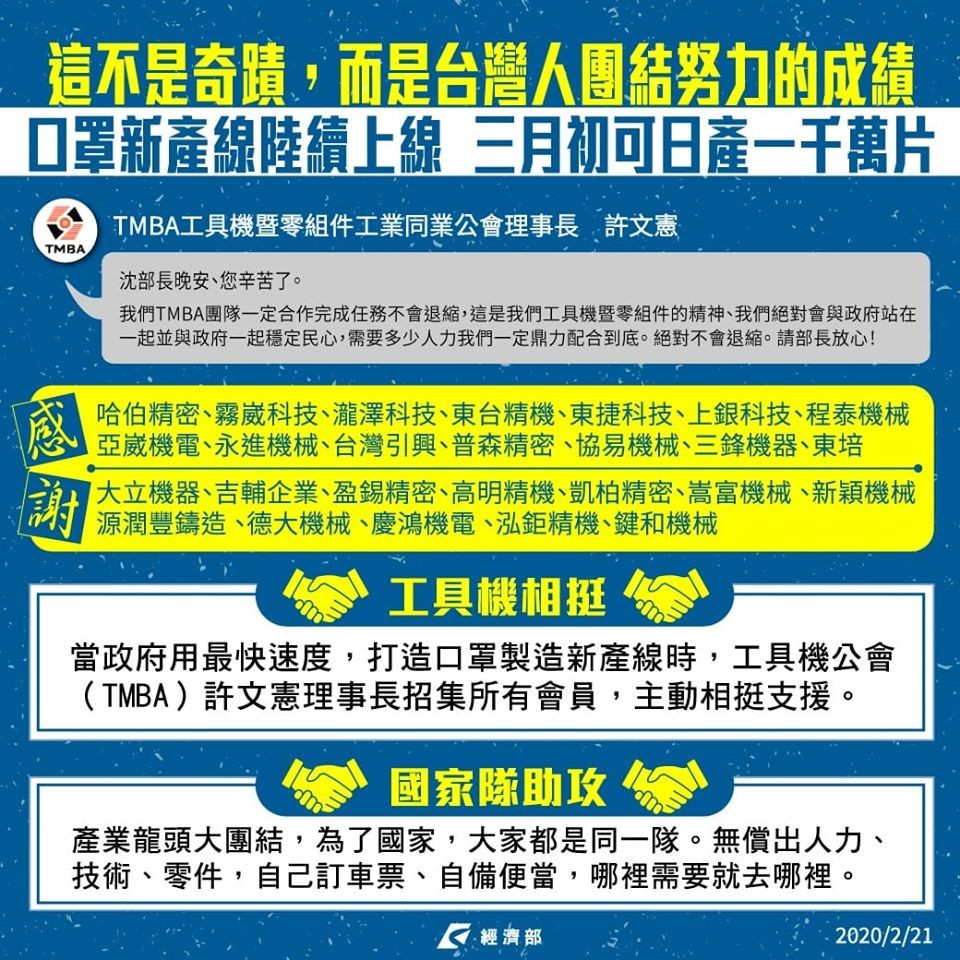 ▲▼陳建仁談26家台灣工具機廠商組成的「國家隊」。圖中「霧崴科技」應為「靄崴科技」，「瀧澤科技」，全名應為台灣瀧澤科技。（圖／翻攝自陳建仁臉書粉專）