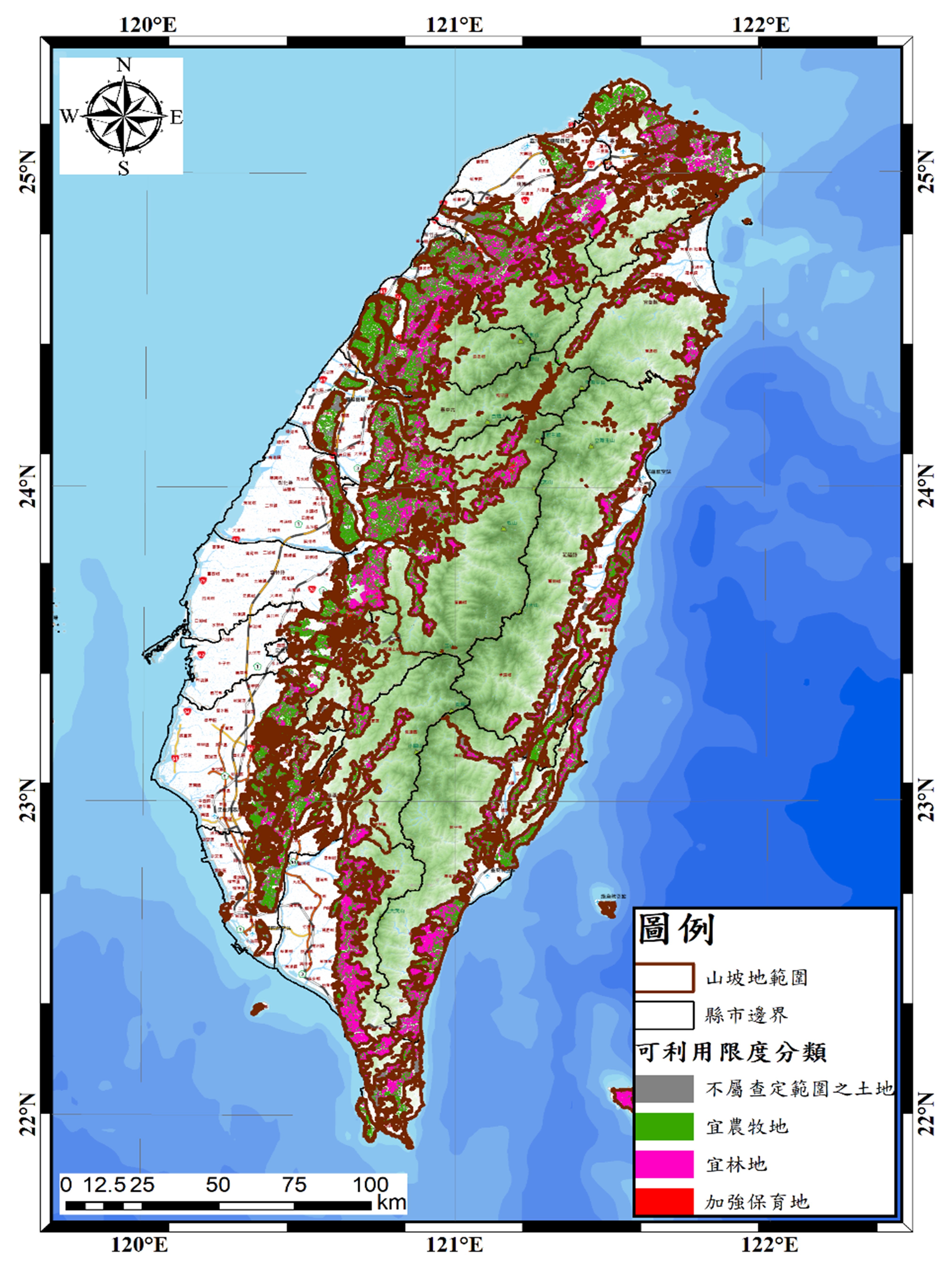 ▲▼水保局運用科技及圖資 快速精準查定山坡地可利用限度達成率99.9%。（圖／水土保持局提供）