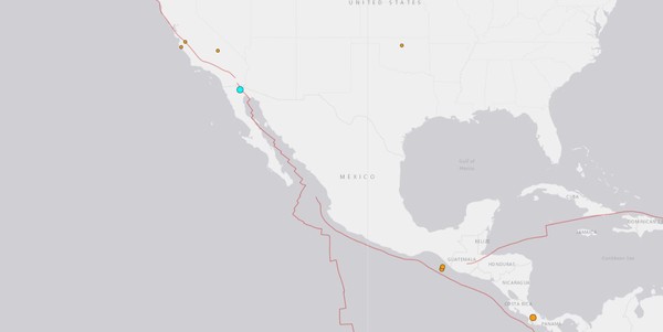 ▲▼墨西哥西北邊發生規模5.5地震。（圖／翻攝USGS）