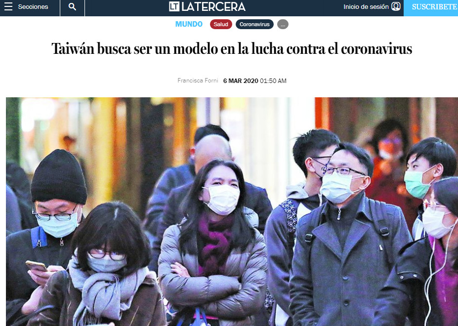 ▲▼ 智利「第三日報」（La Tercera）6日報導稱讚台灣防疫有成 。（圖／翻攝自La Tercera）