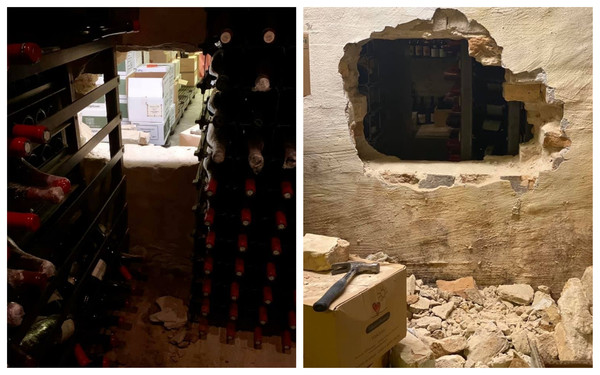 ▲▼米其林餐廳的酒窖牆壁遭到砸破，偷走價值700萬的名酒。（圖／翻攝自Restaurant formel B臉書）