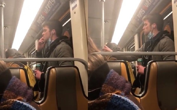 變態男搭車「狂舔手指」還把口水抹在握把　害比利時地鐵停駛大消毒。（圖／翻攝自推特／Souf）