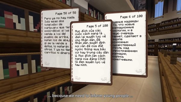 玩家可以在遊戲中觀看這些被禁的新聞內容，但不可以更改。（翻攝自Reporter ohne Grenzen YouTube頻道）