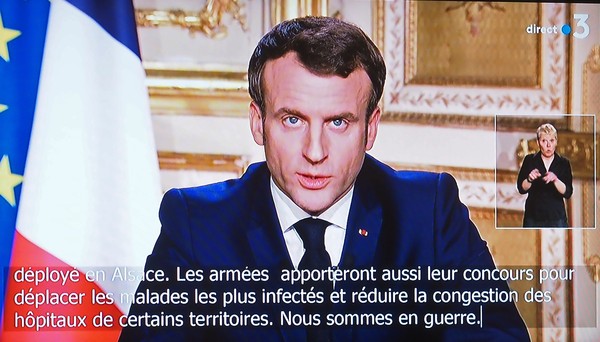 ▲法國總統馬克宏宣布全境封鎖「居民禁出門」 。（圖／達志影像／美聯社）