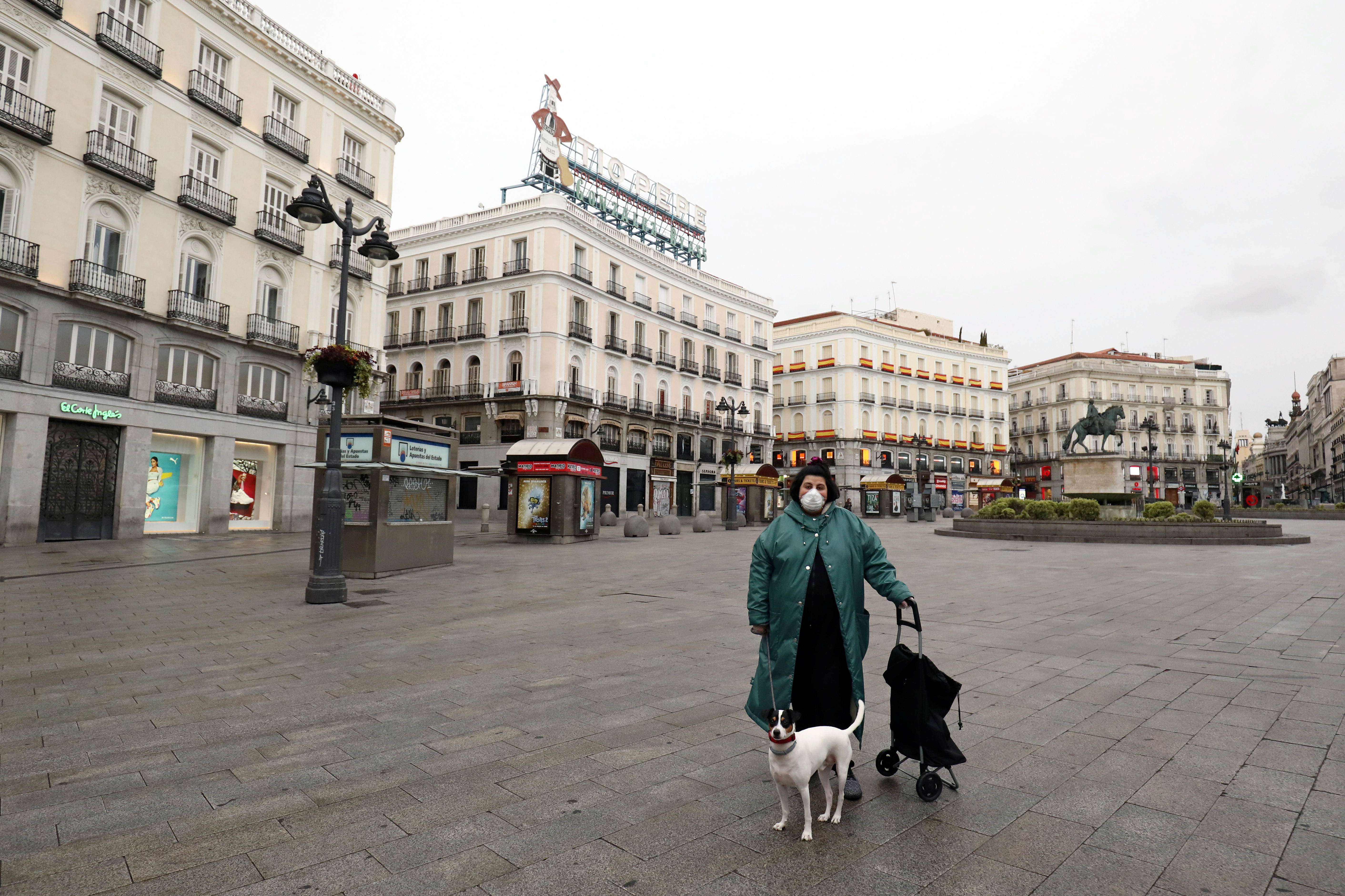 ▲西班牙,馬德里,太陽門廣場,Puerta del Sol,新冠肺炎,武漢肺炎,封鎖,封城,禁足。（圖／路透）