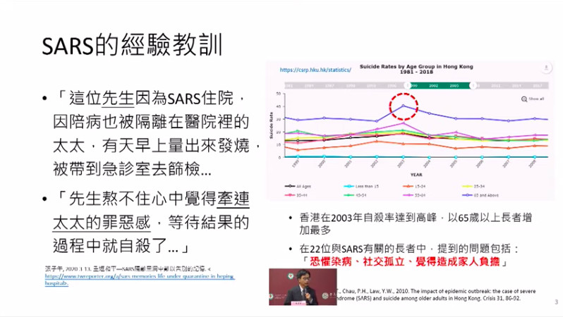 ▲▼ 曾有隔離者自殺！台大提「隔離檢疫心法」：擴大社交距離≠人心距離。（圖／翻攝自台大公衛學院 抗COVID-19 說明會（第七週）畫面）