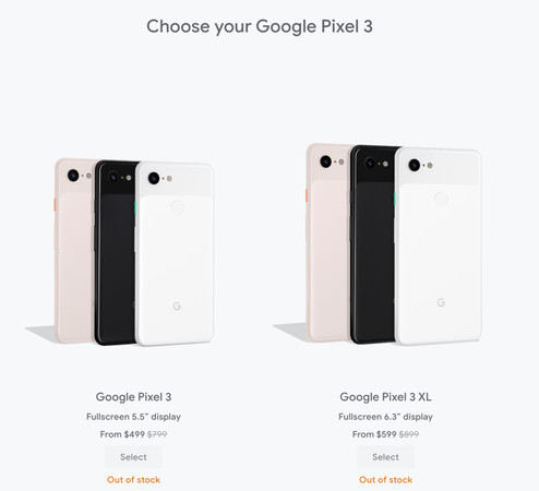 ▲Pixel 3與Pixel 3 XL在Google Store缺貨。（圖／Pixel官網）