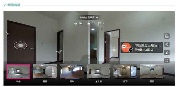 ▲▼中信房屋針對官網，加強VR環景看屋功能。（圖／翻攝自中信房屋官網）