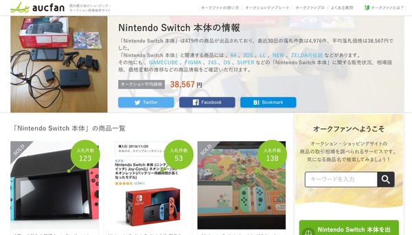 日本國內拍賣網站Switch二手價比新機貴（圖／翻攝自Aucfan）