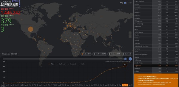 ▲▼新冠肺炎全球即時確診地圖。（圖／翻攝自國網中心資料集平台）