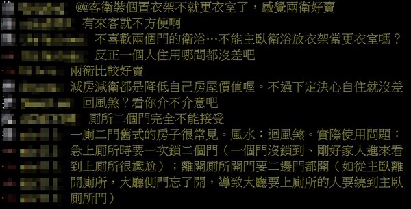 ▲▼浴室想改二門「主臥↔客廳」方便炸　她一查風水慌了：怕轉手不易（圖／翻攝PTT）