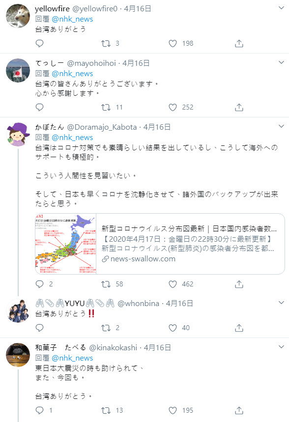 ▲▼衝上NHK推特熱門第一！台灣捐200萬片口罩　日本網友感動灌爆。（圖／翻攝自推特）