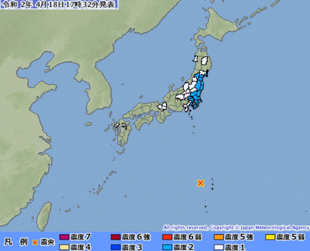 ▲▼小笠原群島以西海域發生規模6.9地震。（圖／翻攝自日本氣象廳）