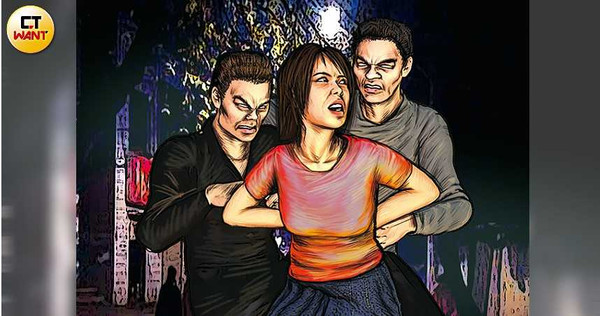 當時鄰居告訴林婦的先生「我老婆在卡拉OK店裡面，好幾個男人突然上門把我老婆毆打一頓後，然後把她強行帶走。」（圖／本刊繪圖組）