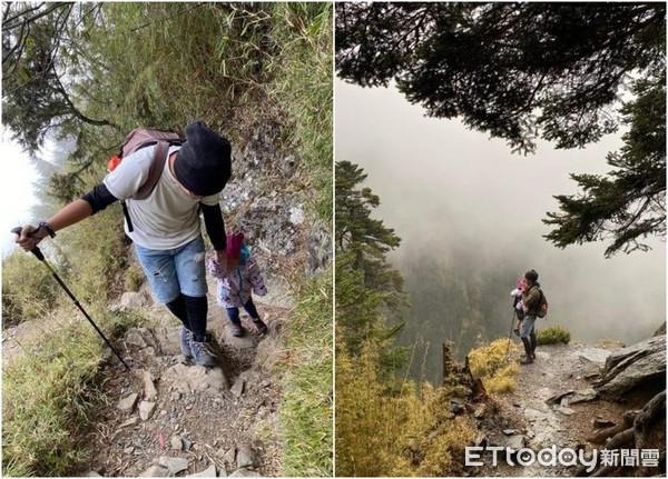 ▲申請攀爬玉山沒有任何「年齡」限制，一對父母親帶3歲女兒爬玉山，將艱辛過程記錄po網分享，引起網路熱烈討論。（翻攝自PTT）