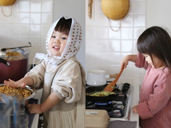 ▲四歲女孩廚房日常。（圖／翻攝自IG@___okinu）