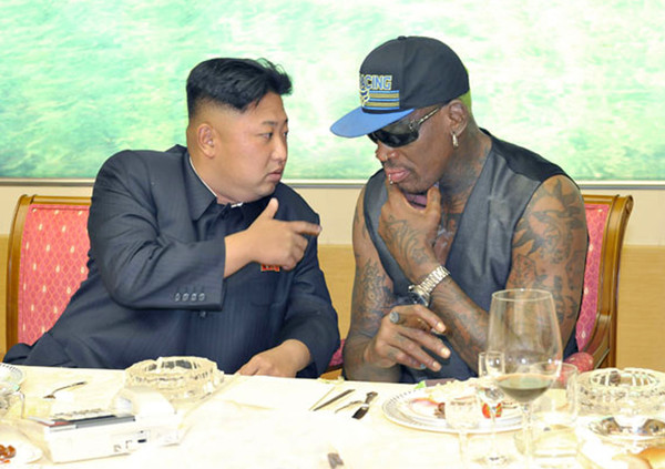 ▲▼前NBA球星「小蟲」羅德曼（Dennis Rodman）與北韓領導人金正恩建立好交情。（圖／達志影像／美聯社）