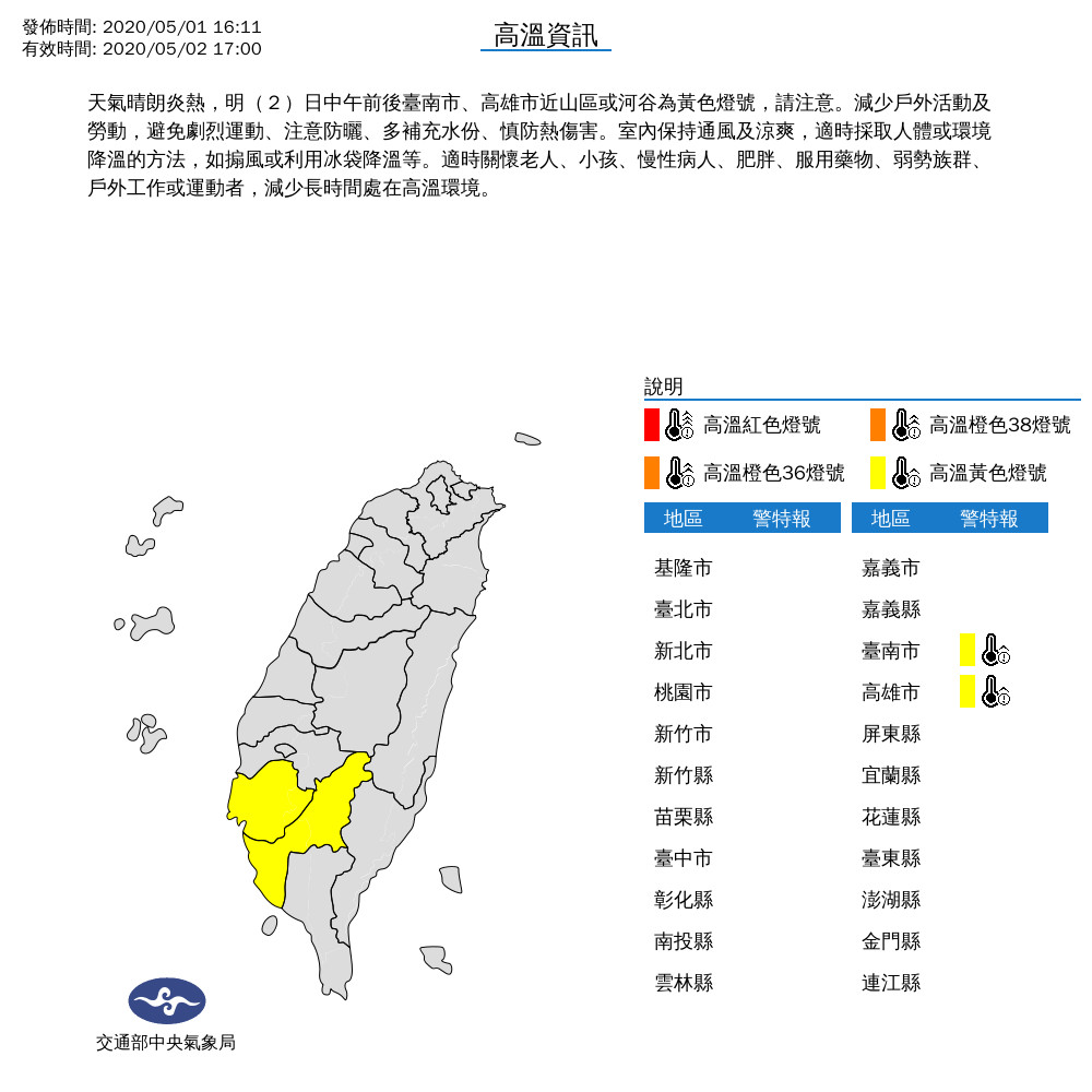 ▲▼氣象局發佈高溫資訊。（圖／氣象局提供）