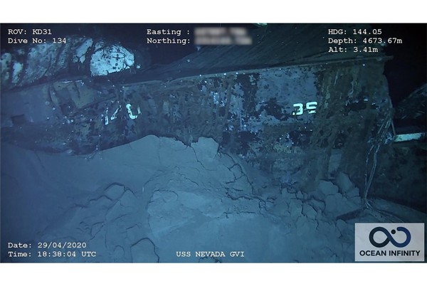 ▲▼美國內華達號（USS Nevada，BB-36）近日在珍珠港西南方海域被尋獲。（圖／翻攝自Ocean Infinity官網）
