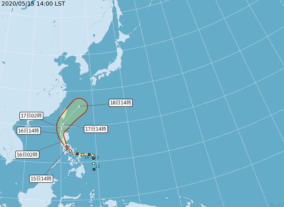 ▲▼輕颱黃蜂移動路徑。（圖／中央氣象局）