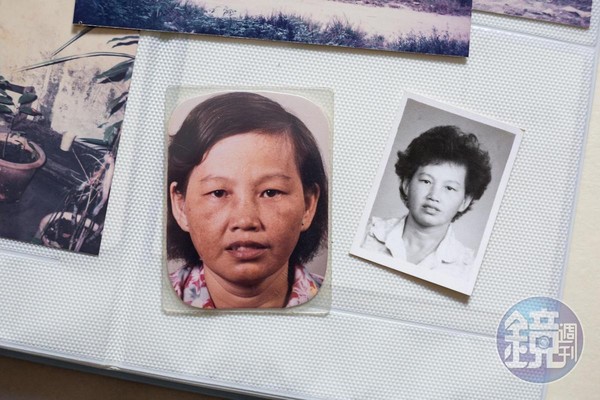 陳志金母親的大頭照。左為她特地留下自己的最後身影。（陳志金提供）