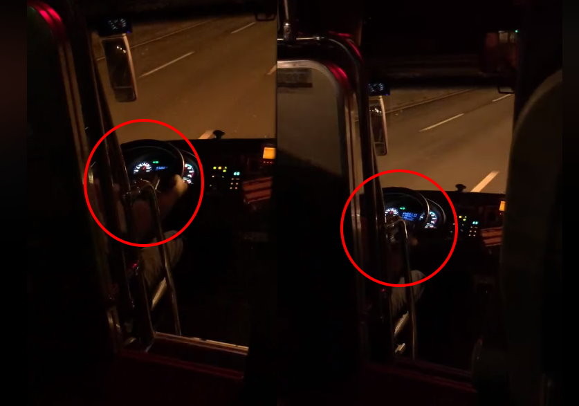 國光夜車司機「雙手狂搖方向盤」影片曝光　她驚醒：好險只搭到朝馬站。（圖／翻攝爆料公社臉書社團）