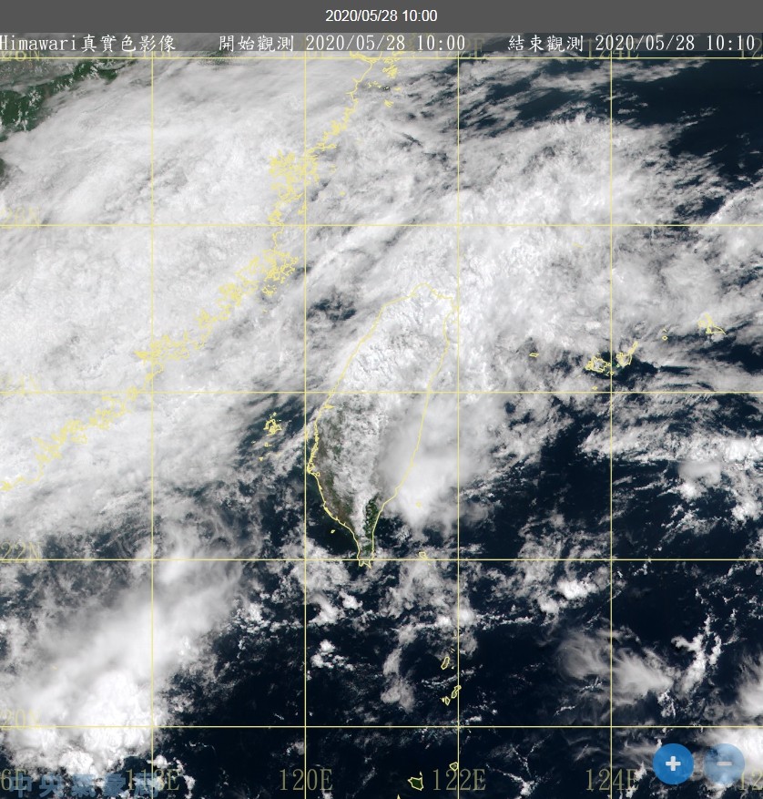 ▲▼5月28日上午衛星雲圖。（圖／氣象局網站）