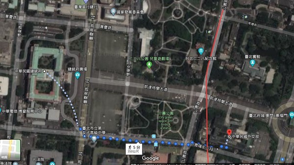 ▲▼台灣總統府衛星圖。（圖／翻攝自Google Map）