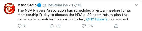 ▲▼NBA球員工會週六討論復賽方案 。（圖／翻攝自推特）