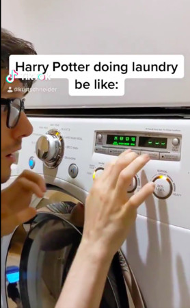 ▲▼庫特史奈德（Kurt Schneider）用洗衣機演奏出《哈利波特》主題曲。（圖／翻攝自推特）
