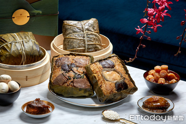 ▲台北國賓飯店推出融合山珍海味的「頂級海陸粽」組合，主攻高端送禮市場。（圖／國賓提供）