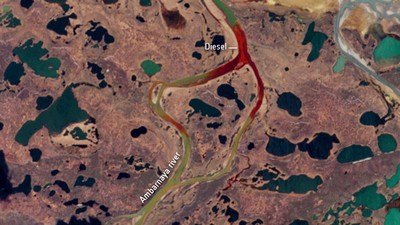 北極圈河道整面「染血」　俄羅斯發電廠大規模漏油　專家：永凍土融化惹禍