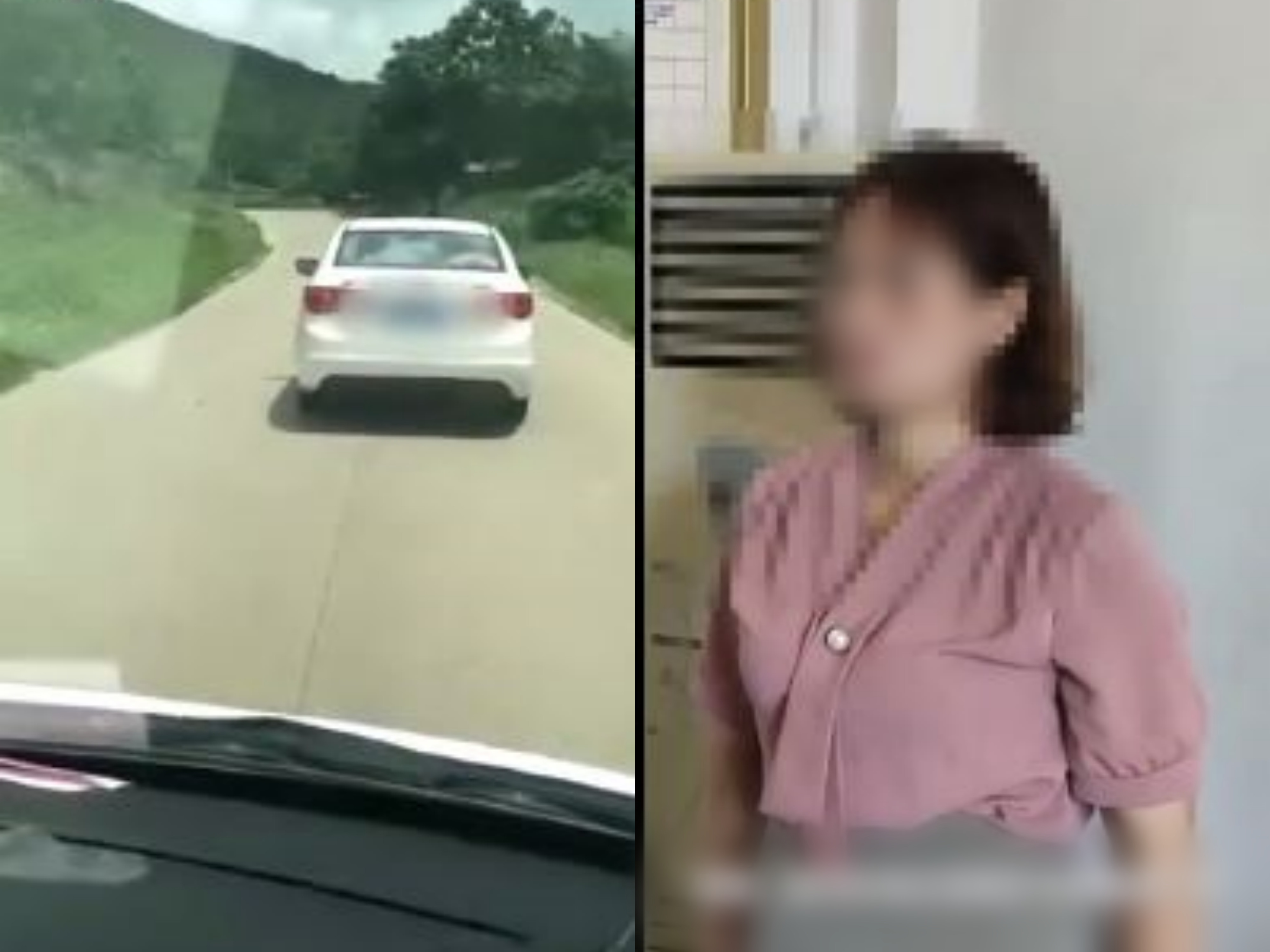 ▲▼孕婦大出血休克，救護車被私家車擋路10多分鐘 。（圖／翻攝自我們視頻、紅星新聞）