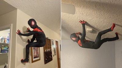 兒子吵著要當蜘蛛人　暖心爸兩步驟讓他「黏牆上」　漫威總編看了也說讚